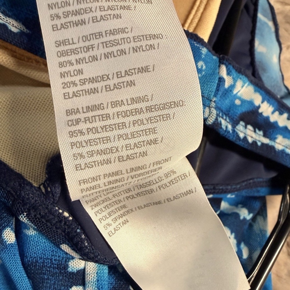 Denim & Co Beach Blue Shibori Tie Dye V-Neck Surplice Swim Dress Women's Size 10 - Picture 8 of 8